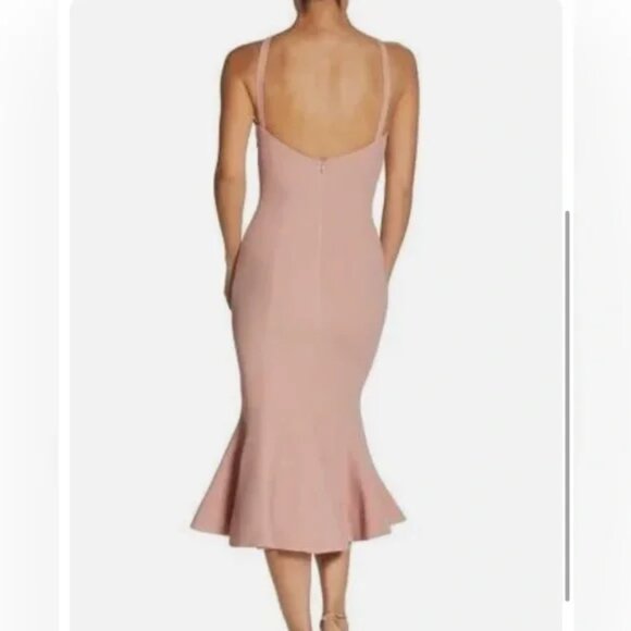 Dress the Population Size XL Tessa Blush Crepe Halter Mermaid Midi Dress - Picture 2 of 12